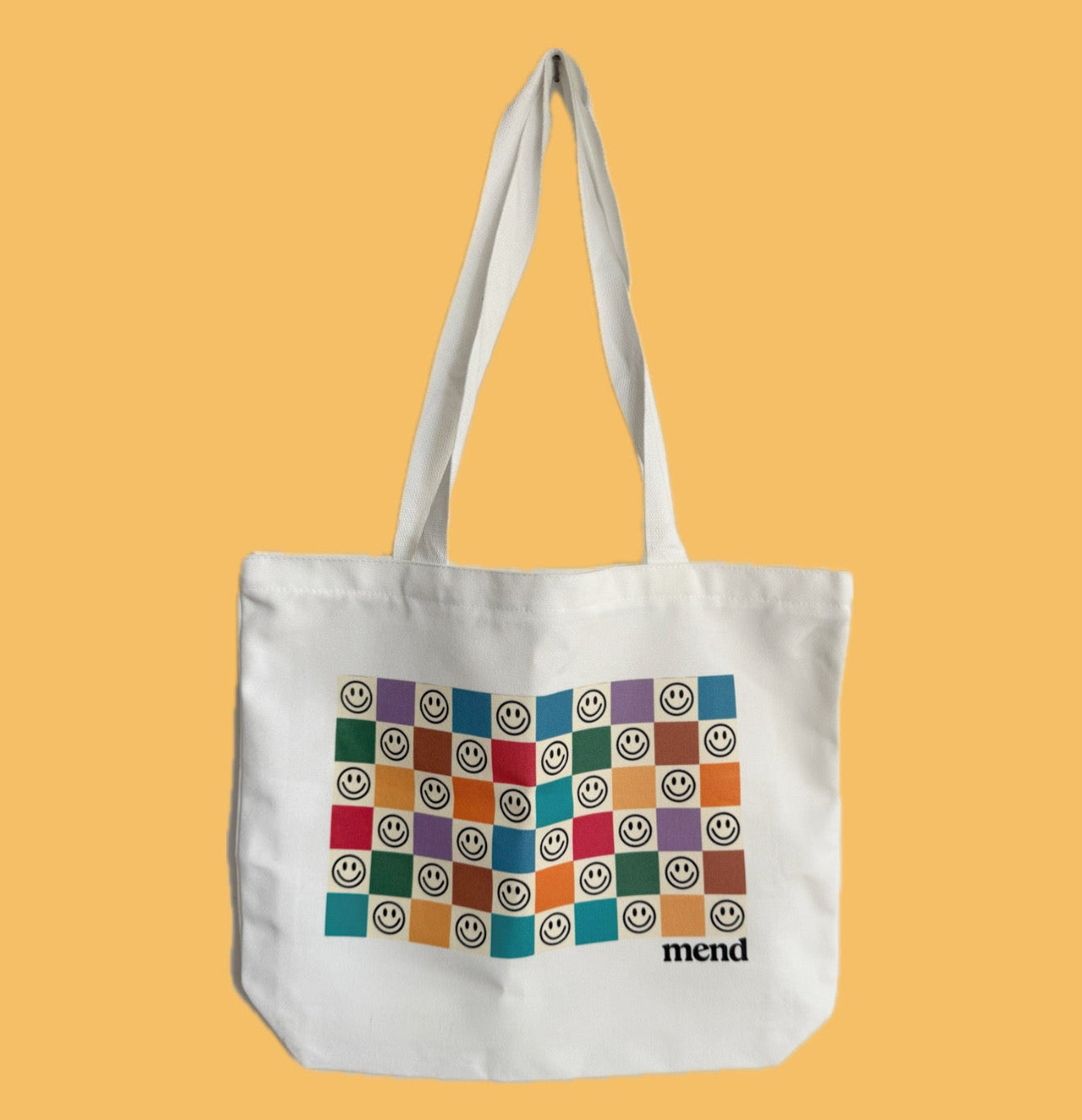 Smiley Mend Tote Bags